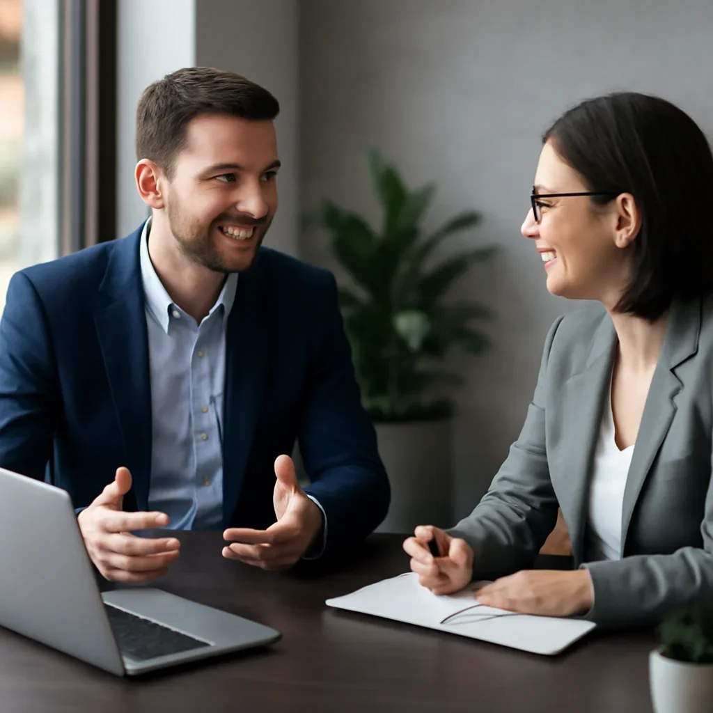 Business owner discussing Digital Marketing in San Antonio, TX growth goals with a consultant