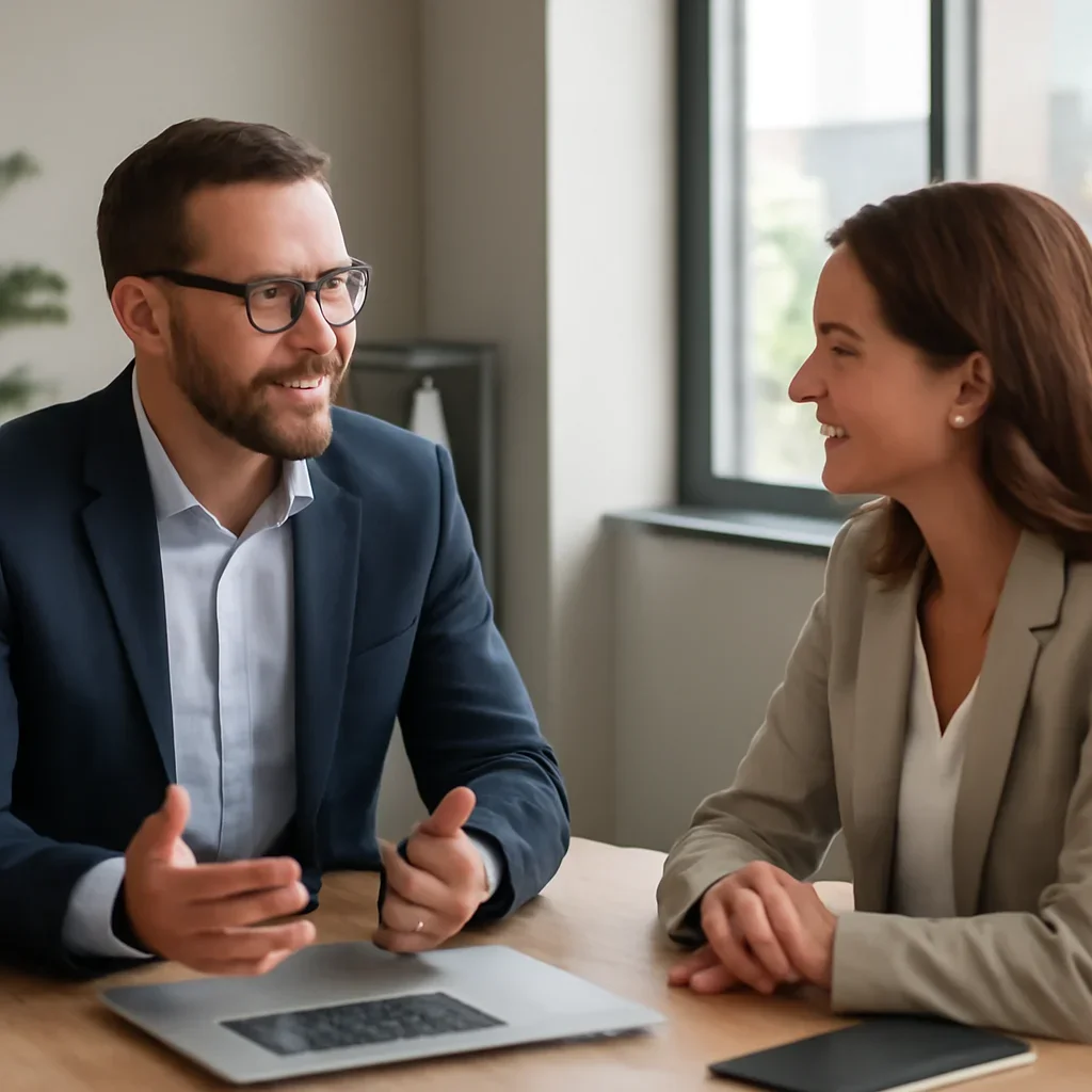 Business owner discussing Web Design in San Antonio, TX growth goals with a consultant