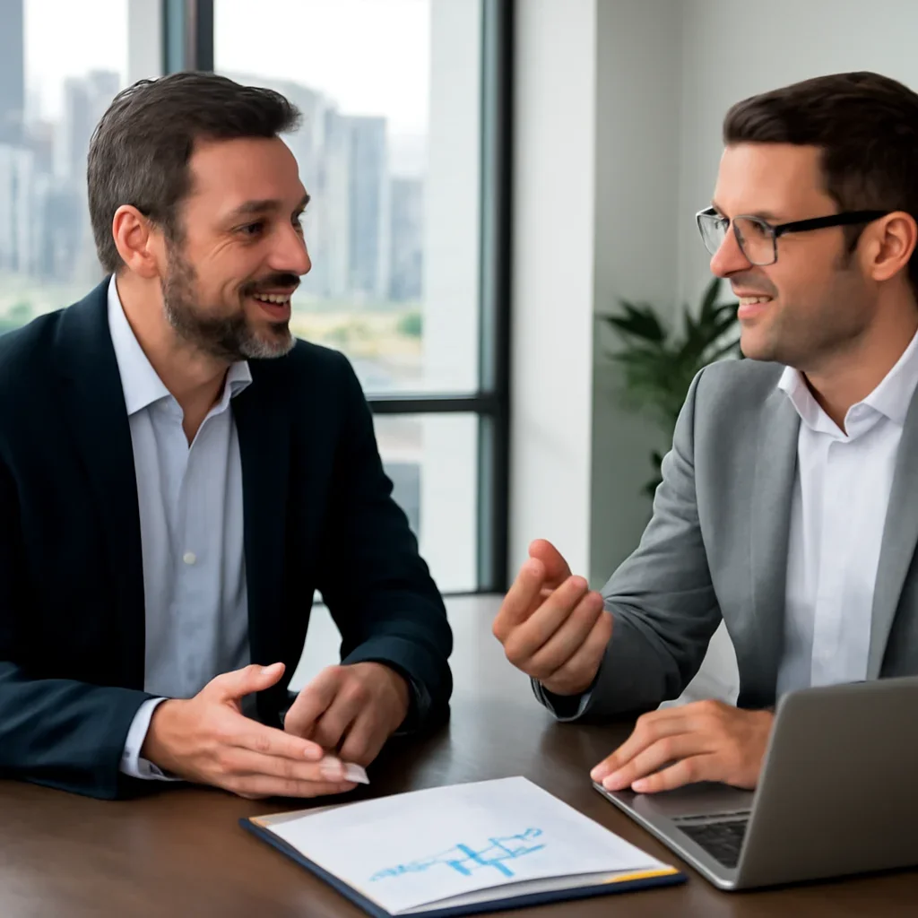 Business owner discussing Digital Marketing in San Diego, CA growth goals with a consultant