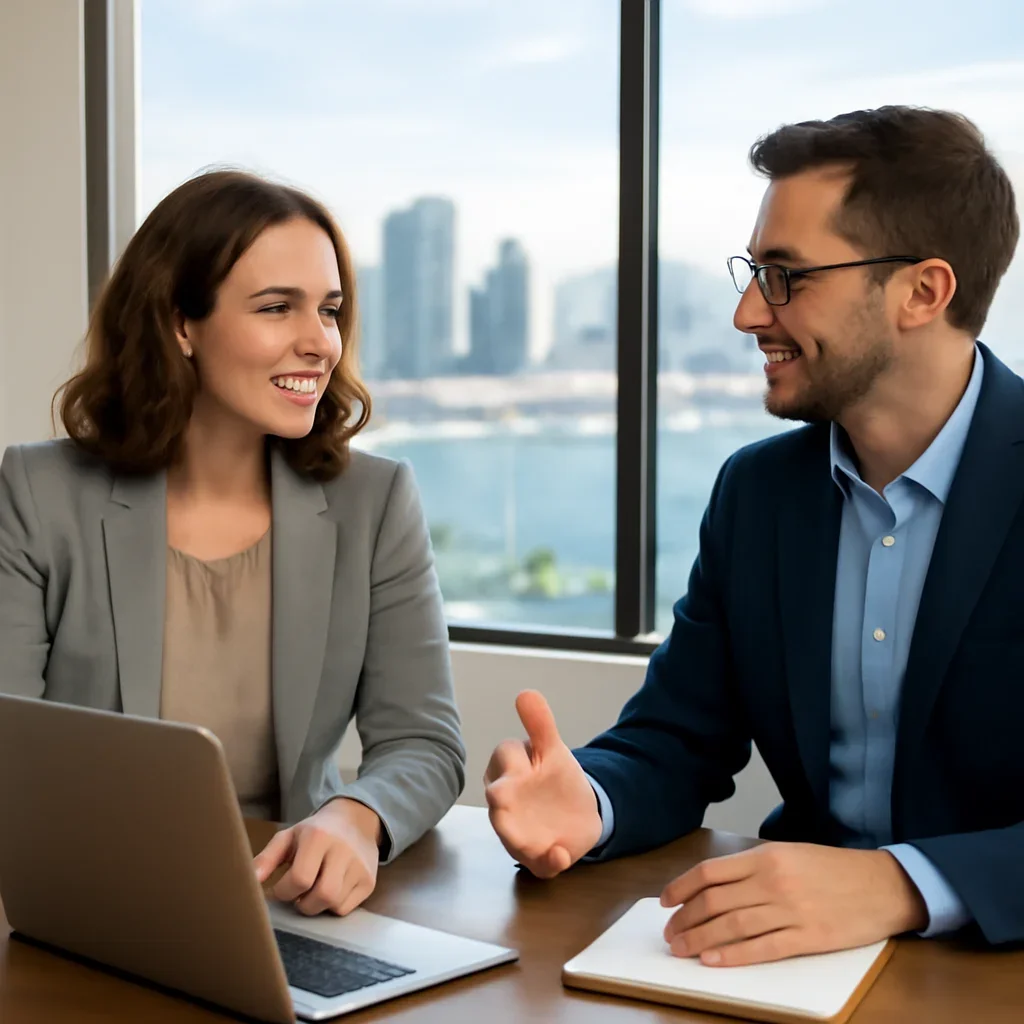 Business owner discussing SEO in San Diego, CA growth goals with a consultant