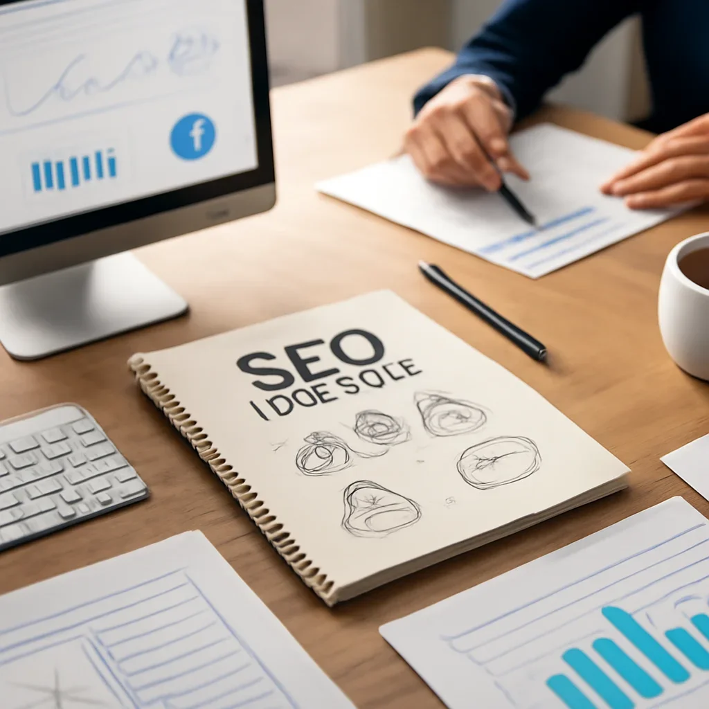 SEO in San Diego, CA planning materials and performance review workspace