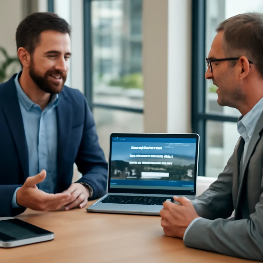 Business owner discussing Web Design in San Diego, CA growth goals with a consultant