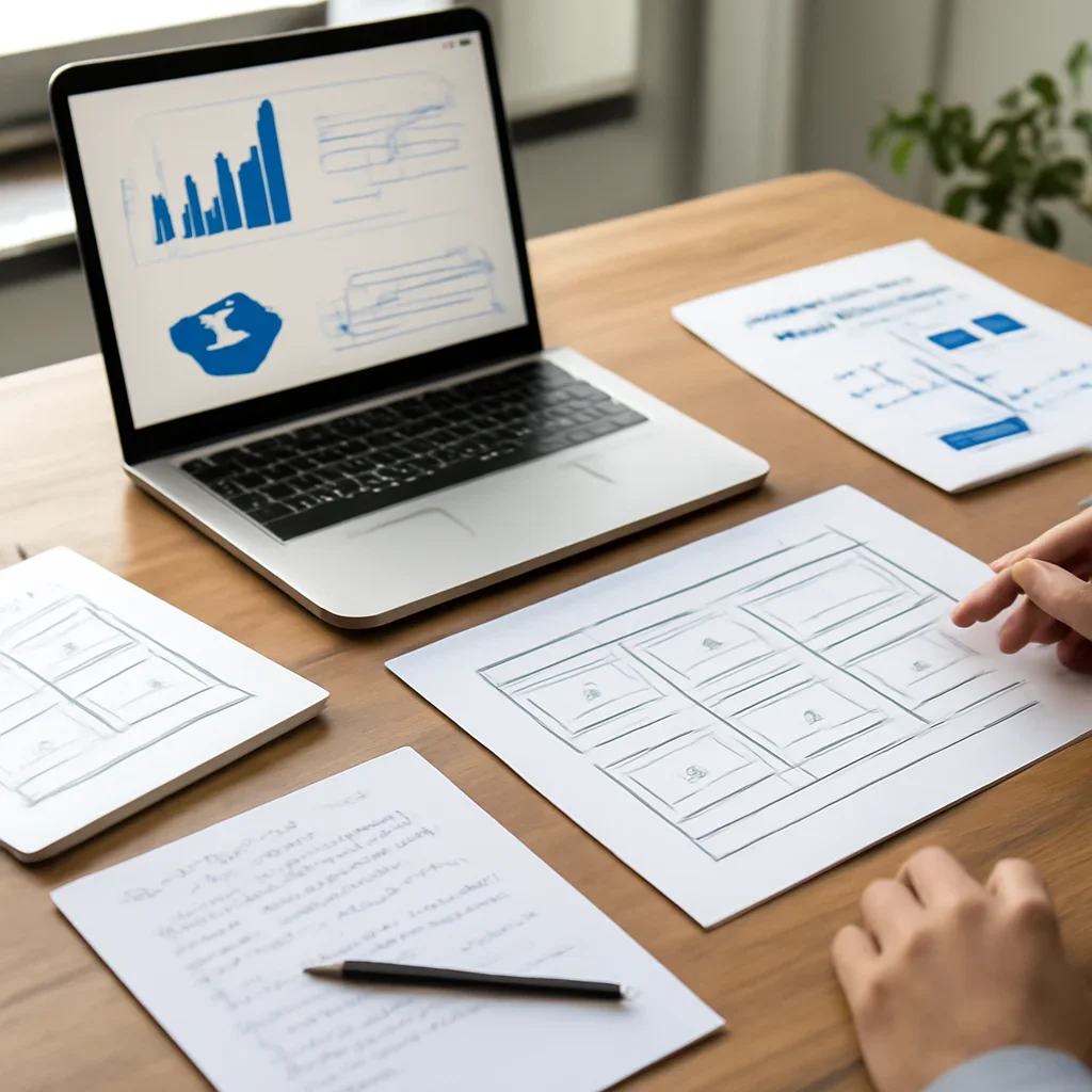 Web Design in San Diego, CA planning materials and performance review workspace