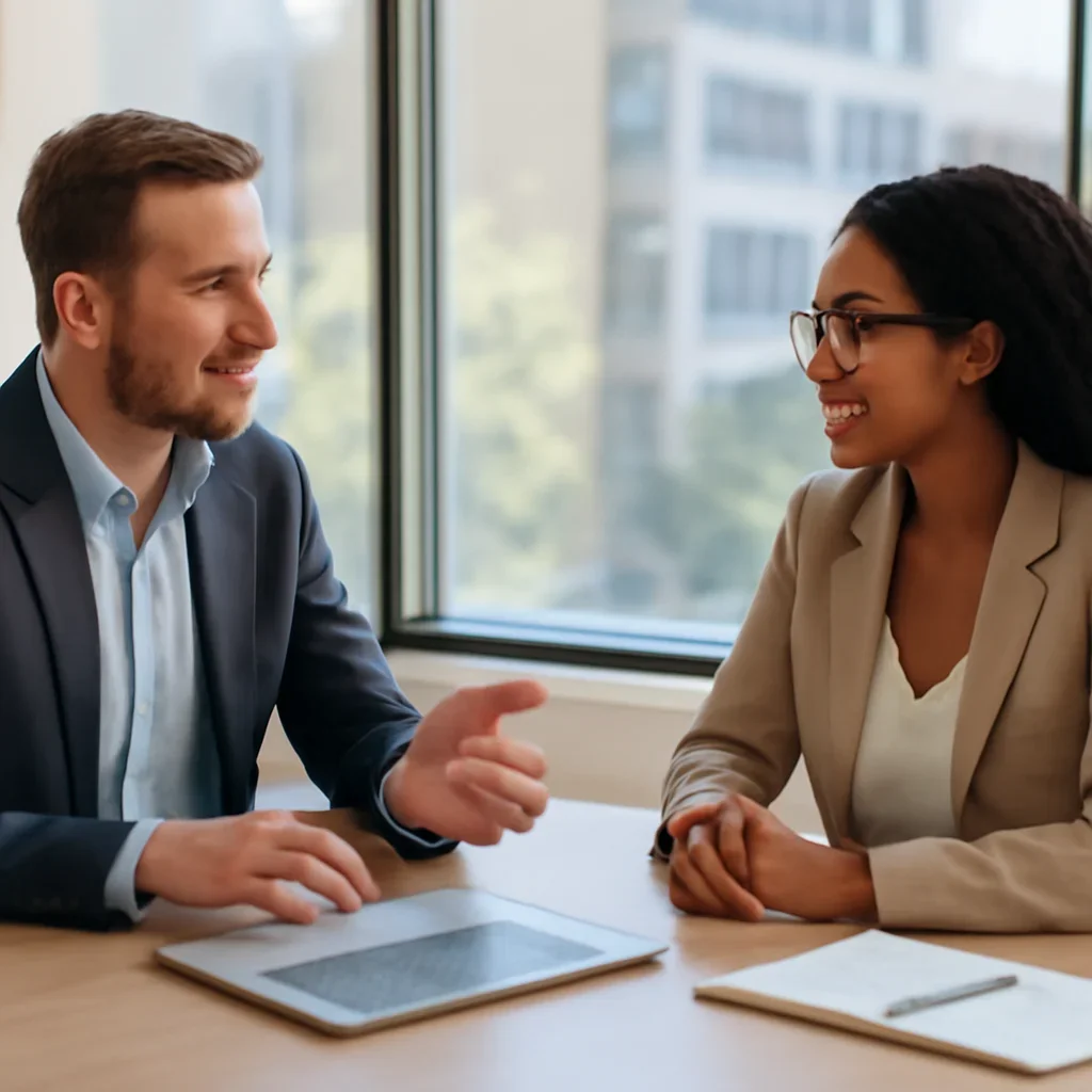 Business owner discussing Web Design in San Jose, CA growth goals with a consultant