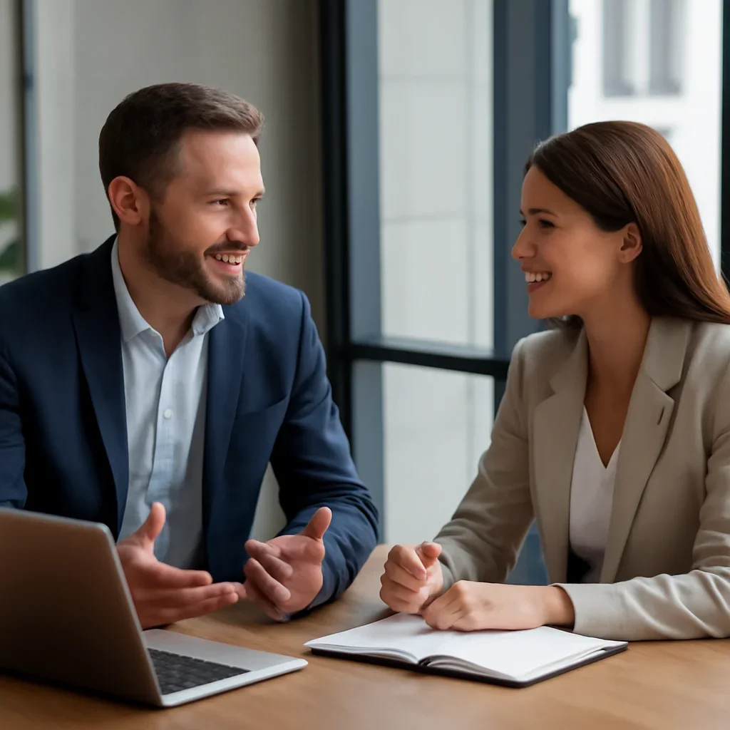 Business owner discussing Branding in South Carolina growth goals with a consultant