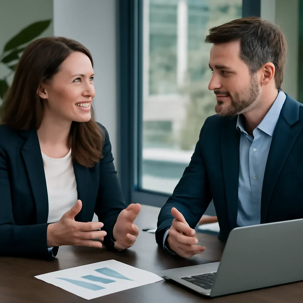 Business owner discussing SEO in South Carolina growth goals with a consultant