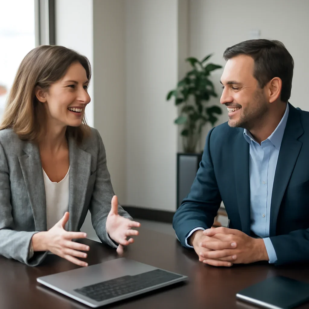 Business owner discussing Digital Marketing in South Dakota growth goals with a consultant