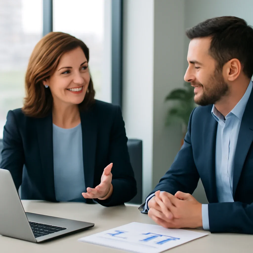 Business owner discussing SEO in South Dakota growth goals with a consultant