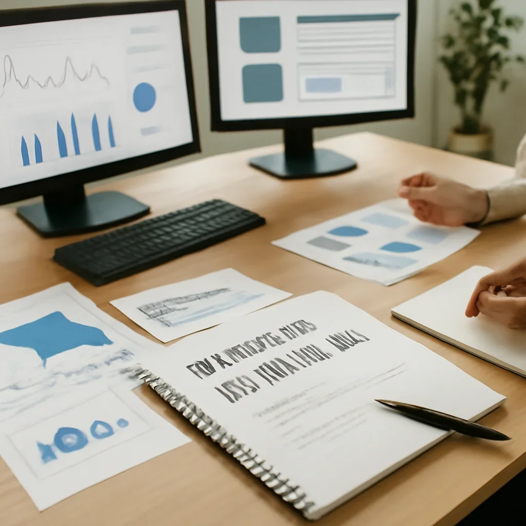 Branding in St Louis, MO planning materials and performance review workspace