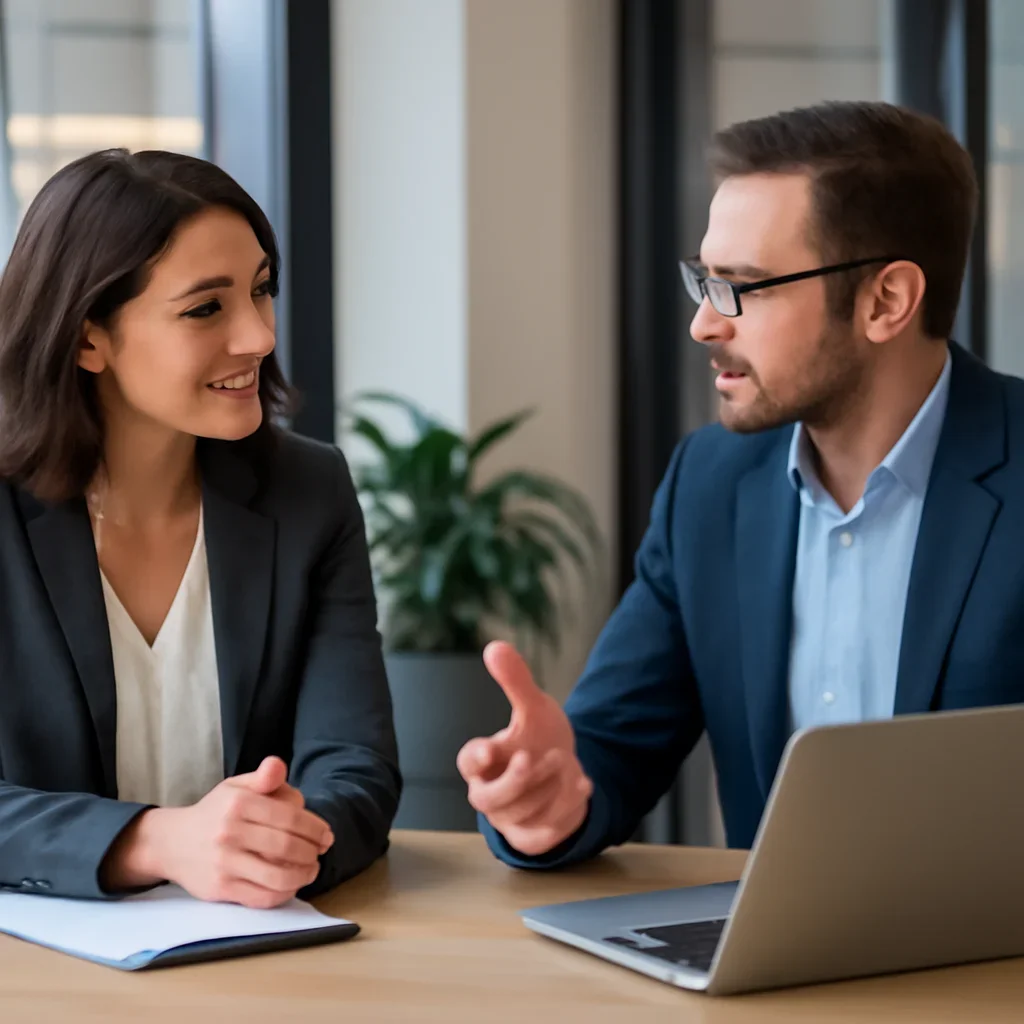 Business owner discussing Web Design in St Louis, MO growth goals with a consultant