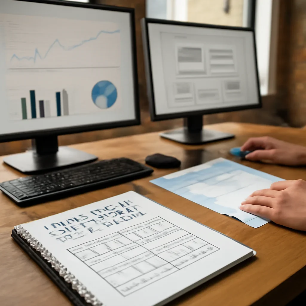 Web Design in St Louis, MO planning materials and performance review workspace