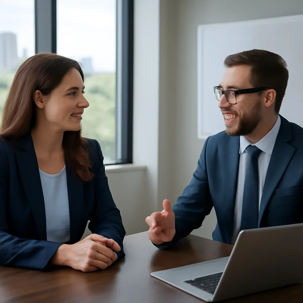 Business owner discussing Digital Marketing in Tampa, FL growth goals with a consultant