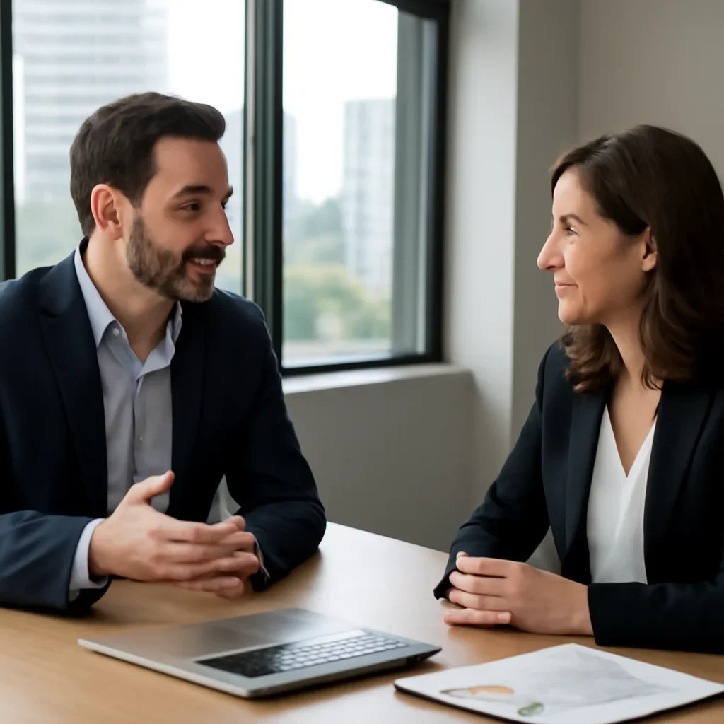 Business owner discussing SEO in Tampa, FL growth goals with a consultant