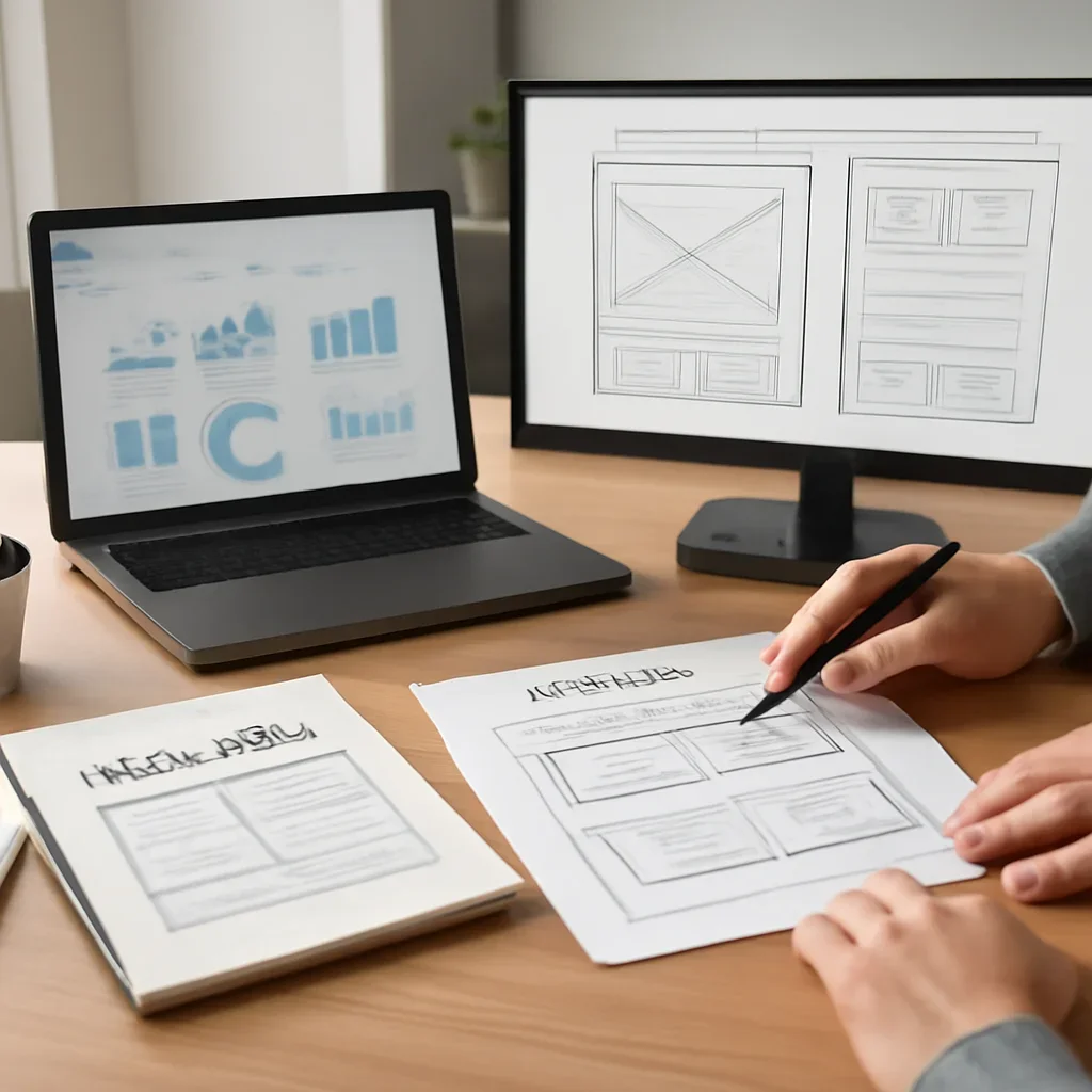 Web Design in Tampa, FL planning materials and performance review workspace