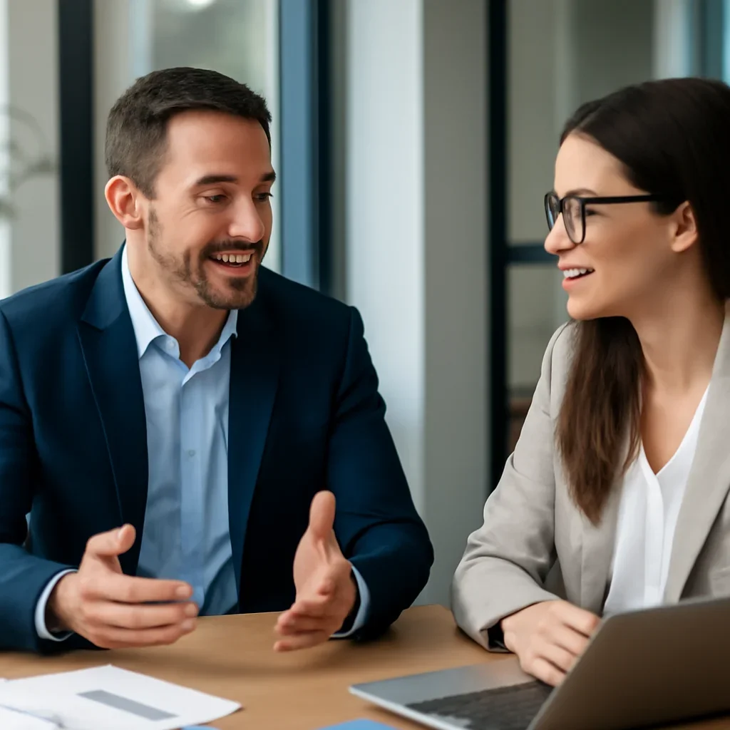 Business owner discussing Digital Marketing in Tulsa, OK growth goals with a consultant