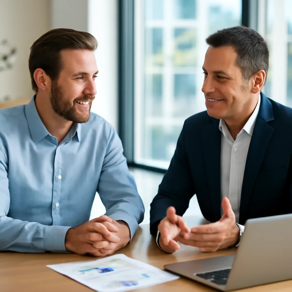 Business owner discussing Web Design in Utah growth goals with a consultant