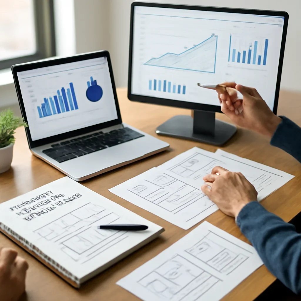 Digital Marketing in Virginia planning materials and performance review workspace