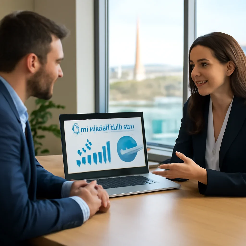 Business owner discussing Digital Marketing in Washington growth goals with a consultant