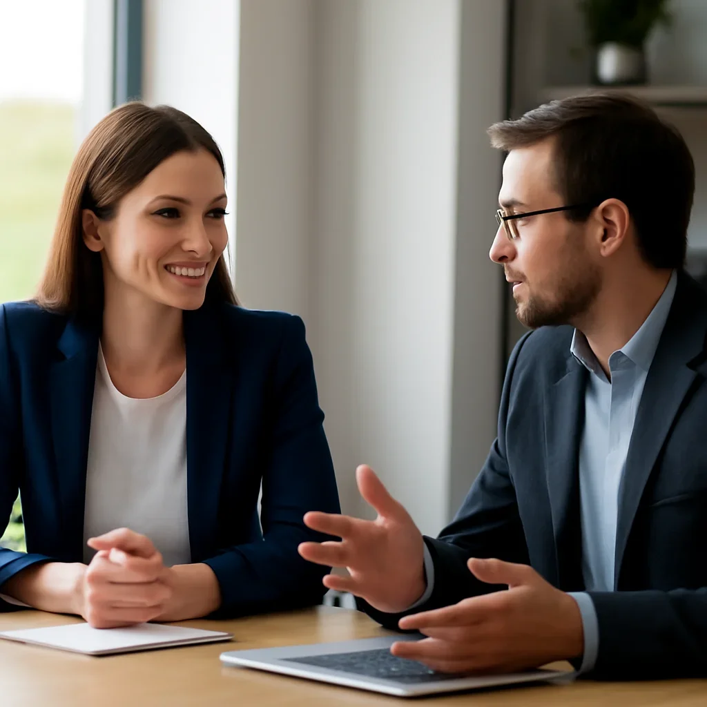 Business owner discussing Web Design in West Virginia growth goals with a consultant