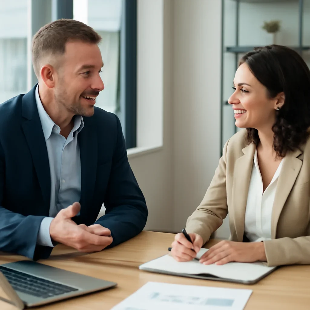 Business owner discussing Branding in Wisconsin growth goals with a consultant
