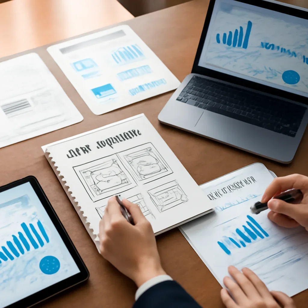 Web Design in Wisconsin planning materials and performance review workspace