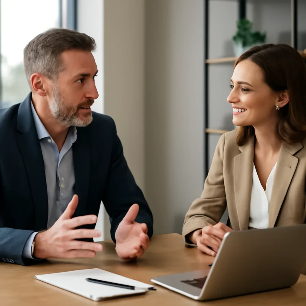 Business owner discussing Branding in Wyoming growth goals with a consultant