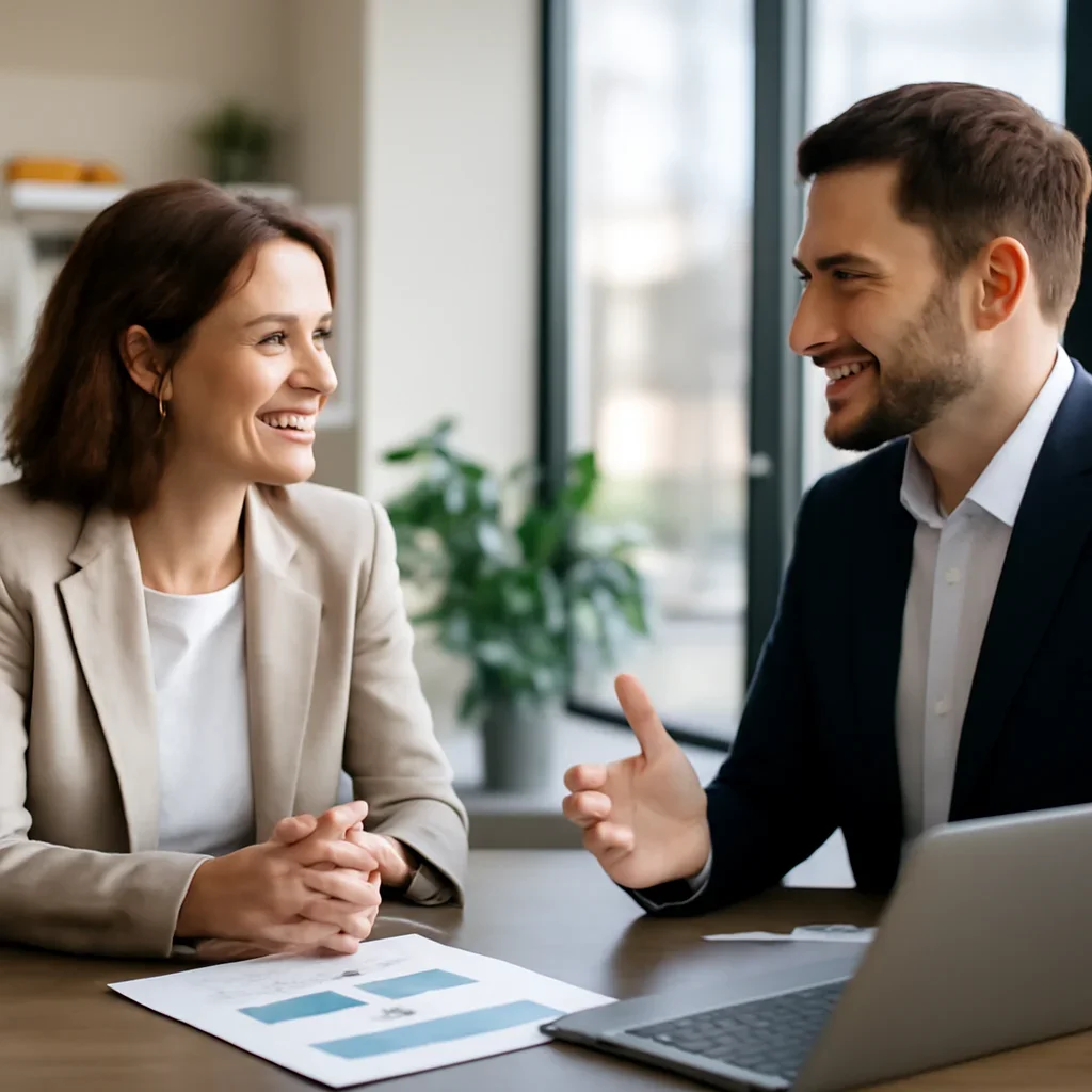 Business owner discussing Digital Marketing in Wyoming growth goals with a consultant