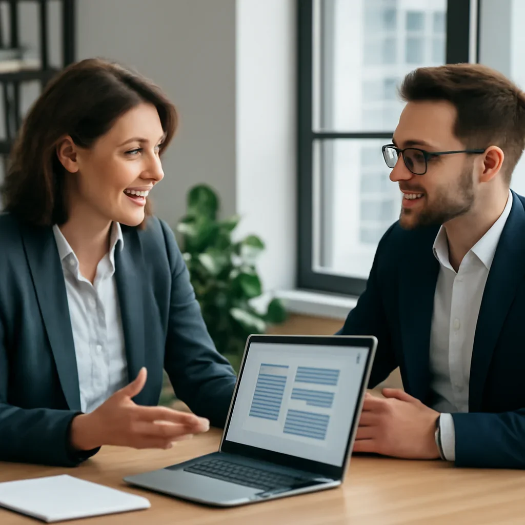 Business owner discussing Web Design in Wyoming growth goals with a consultant