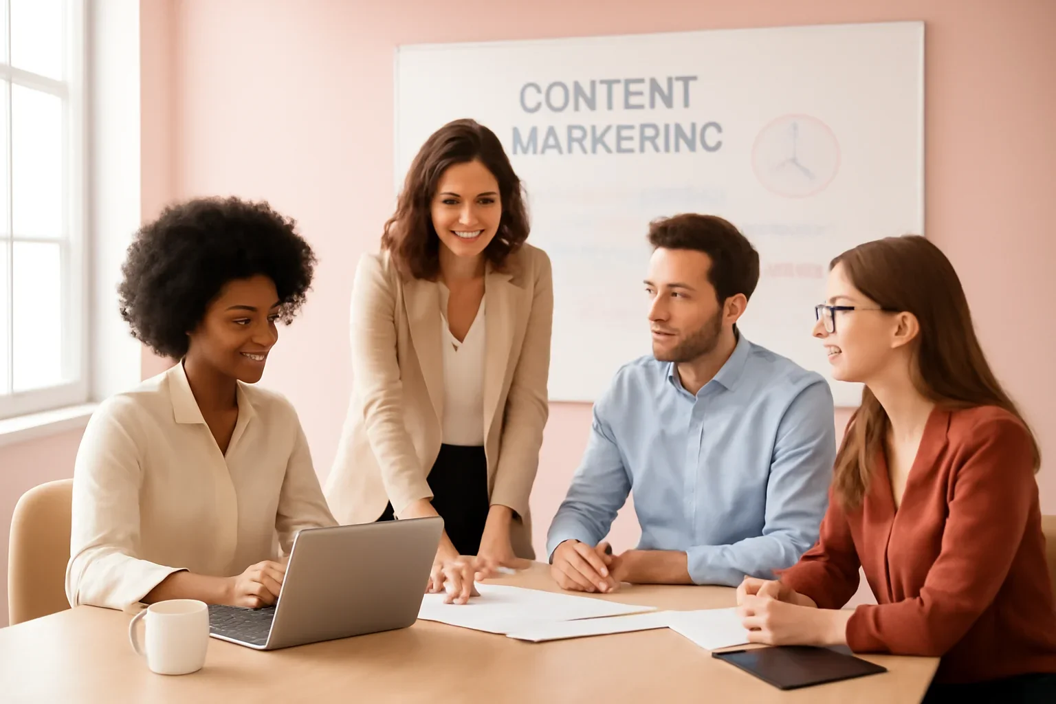 Content Marketing Services strategy meeting with a modern digital marketing team