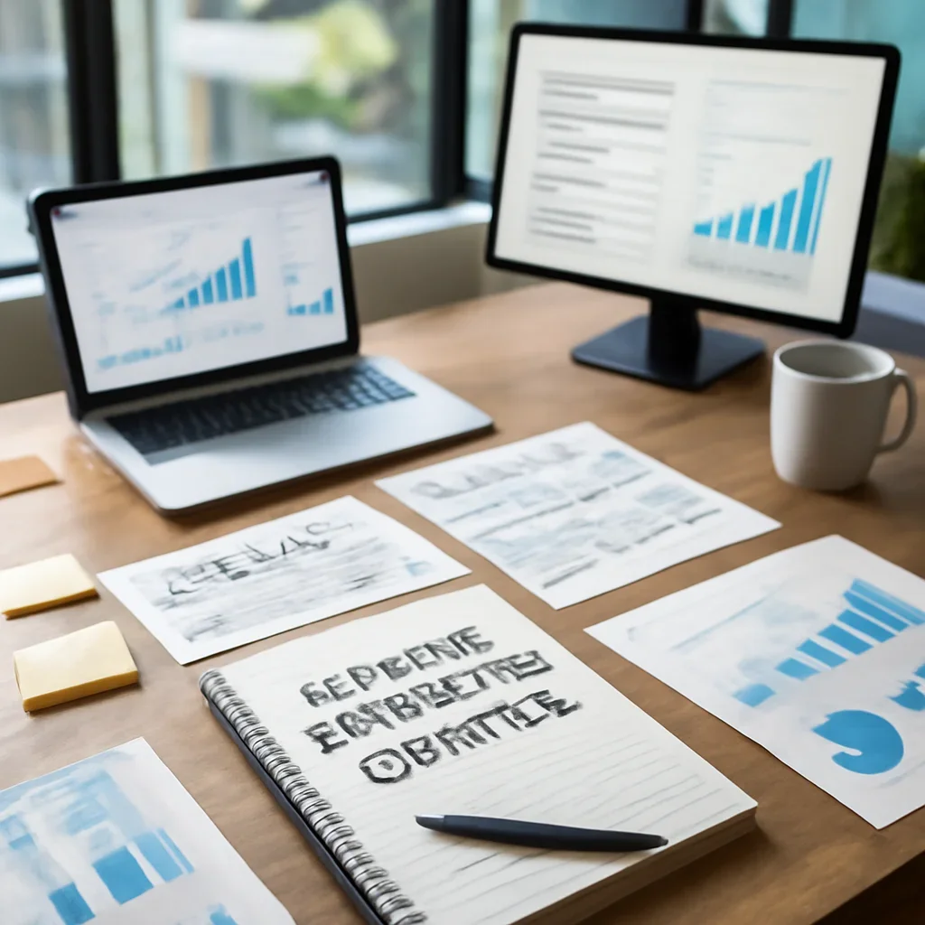 Content Marketing Services planning materials and performance review workspace