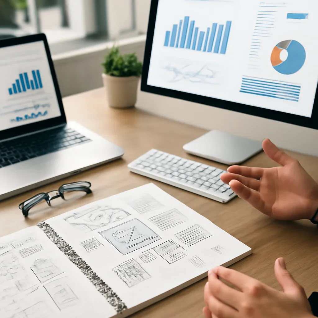 Email Marketing Services planning materials and performance review workspace