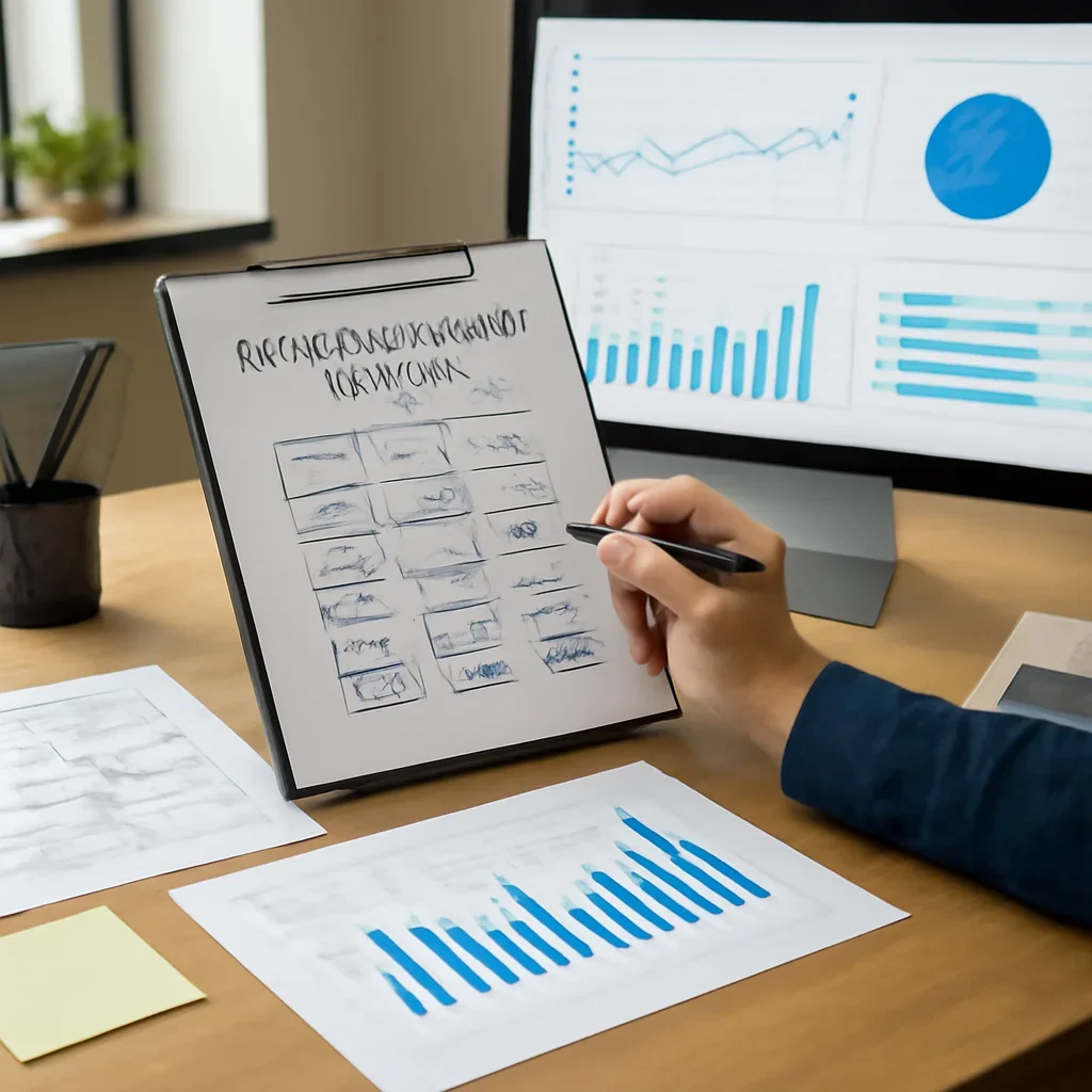 Internet Marketing Services planning materials and performance review workspace