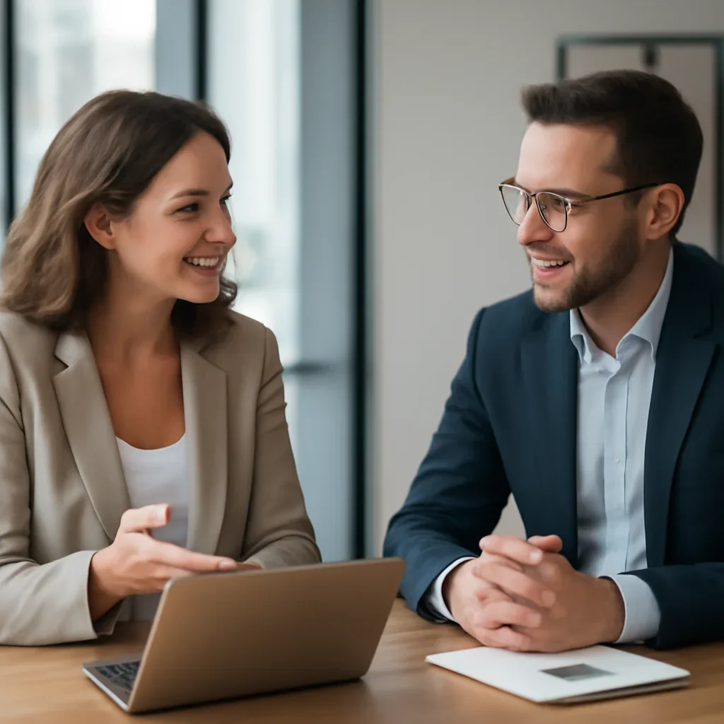 Business owner discussing Ecommerce SEO growth goals with a consultant