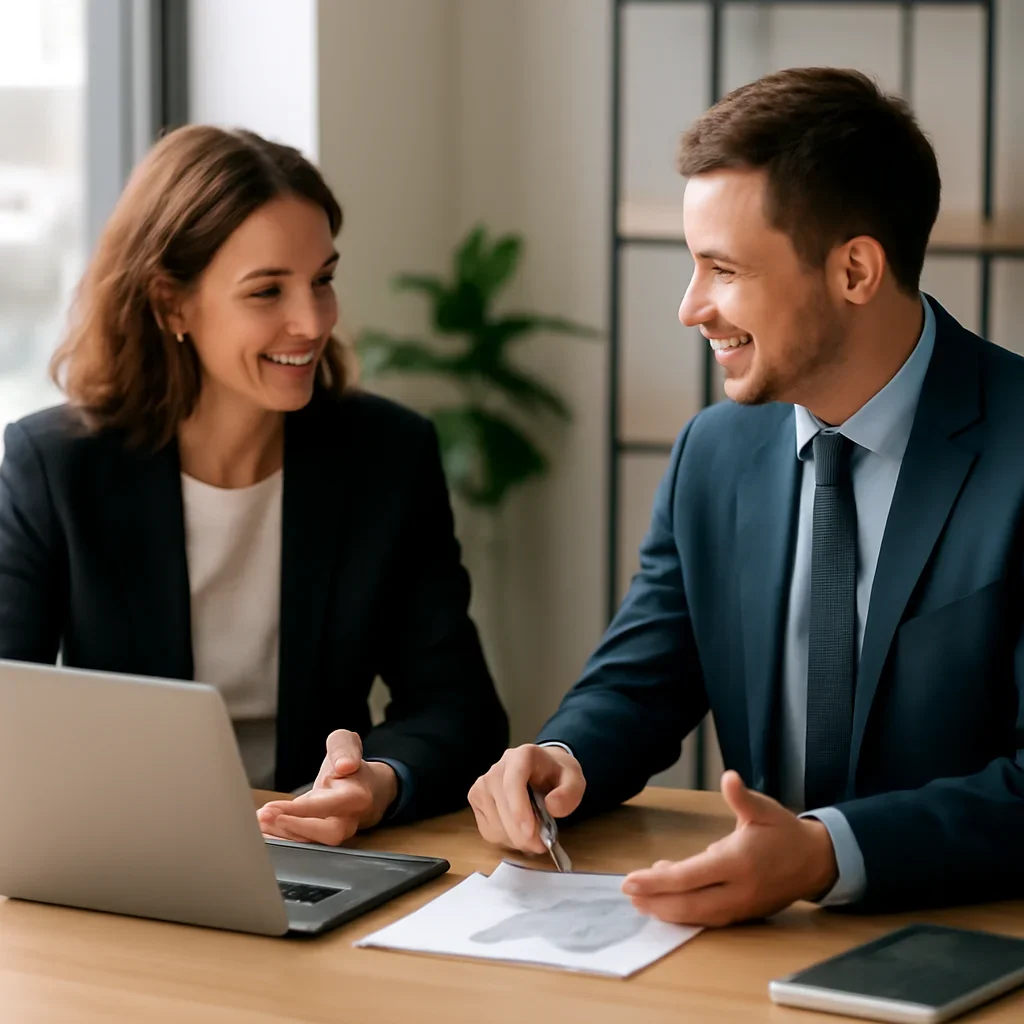 Business owner discussing Local SEO Services growth goals with a consultant