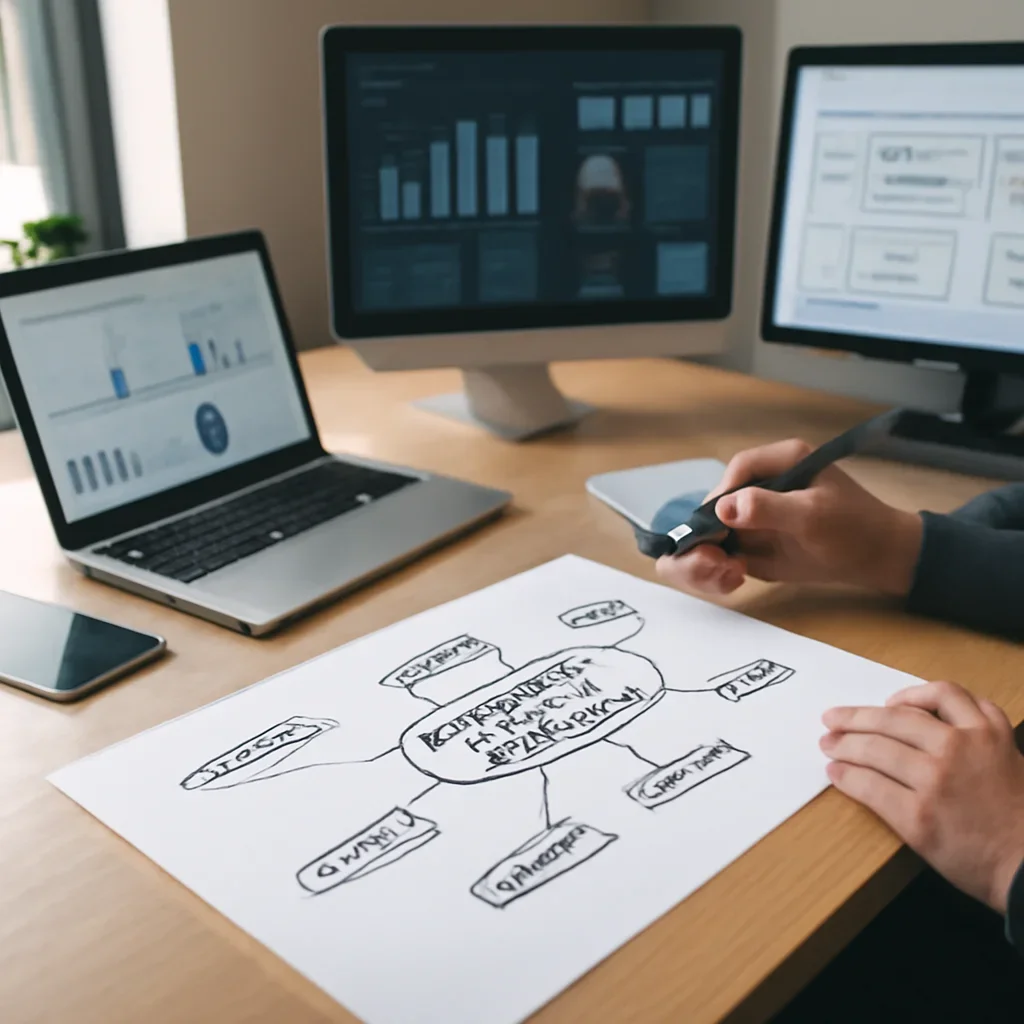 Local SEO Services planning materials and performance review workspace