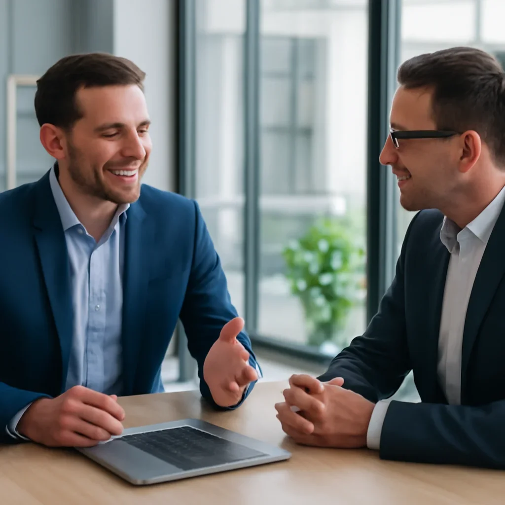 Business owner discussing Custom Web Design growth goals with a consultant