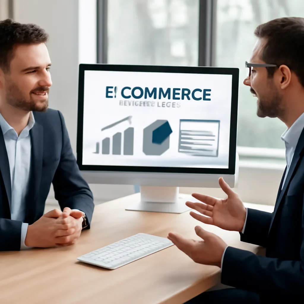 Business owner discussing Ecommerce Web Design growth goals with a consultant