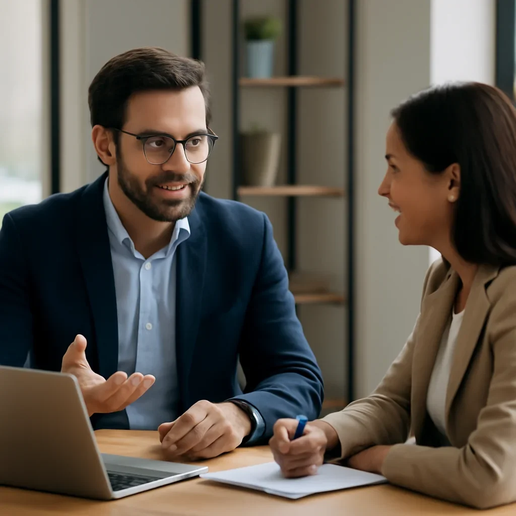 Business owner discussing WordPress Web Design growth goals with a consultant