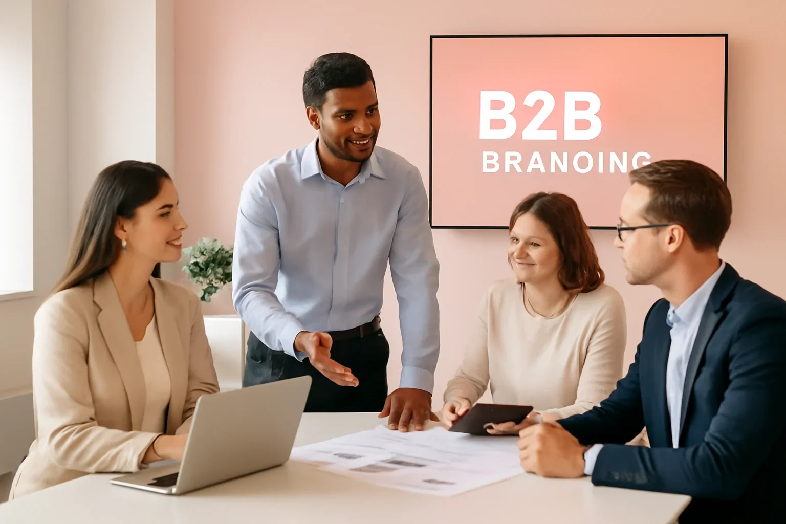 B2B Branding strategy meeting with a modern digital marketing team
