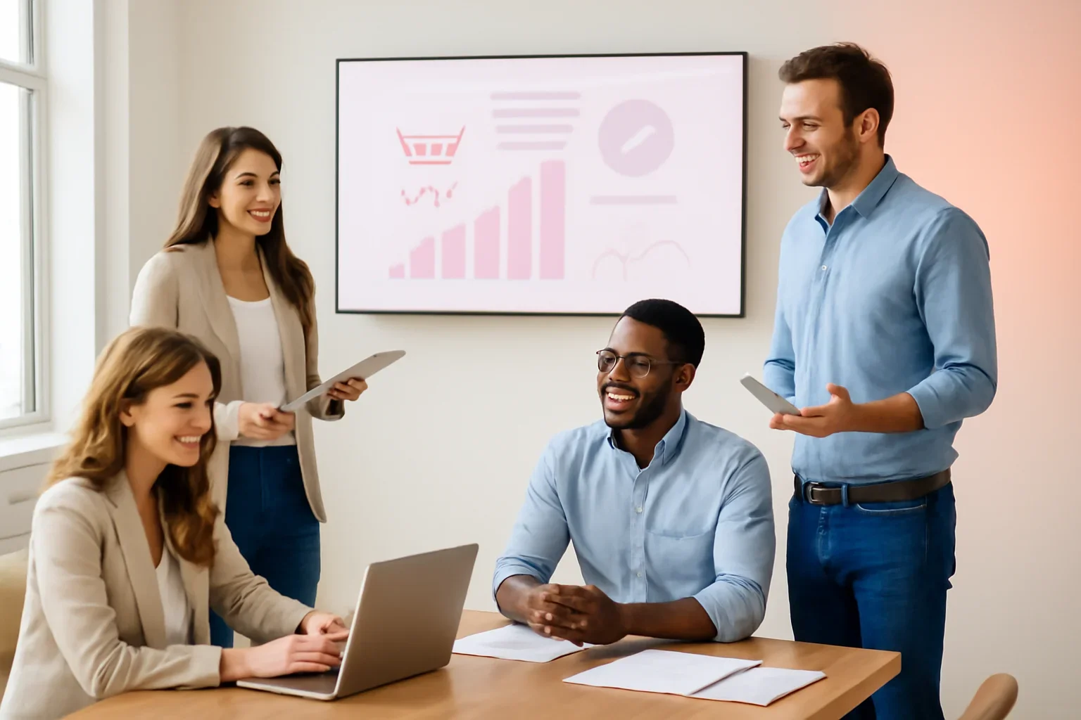 Ecommerce Digital Marketing strategy meeting with a modern digital marketing team
