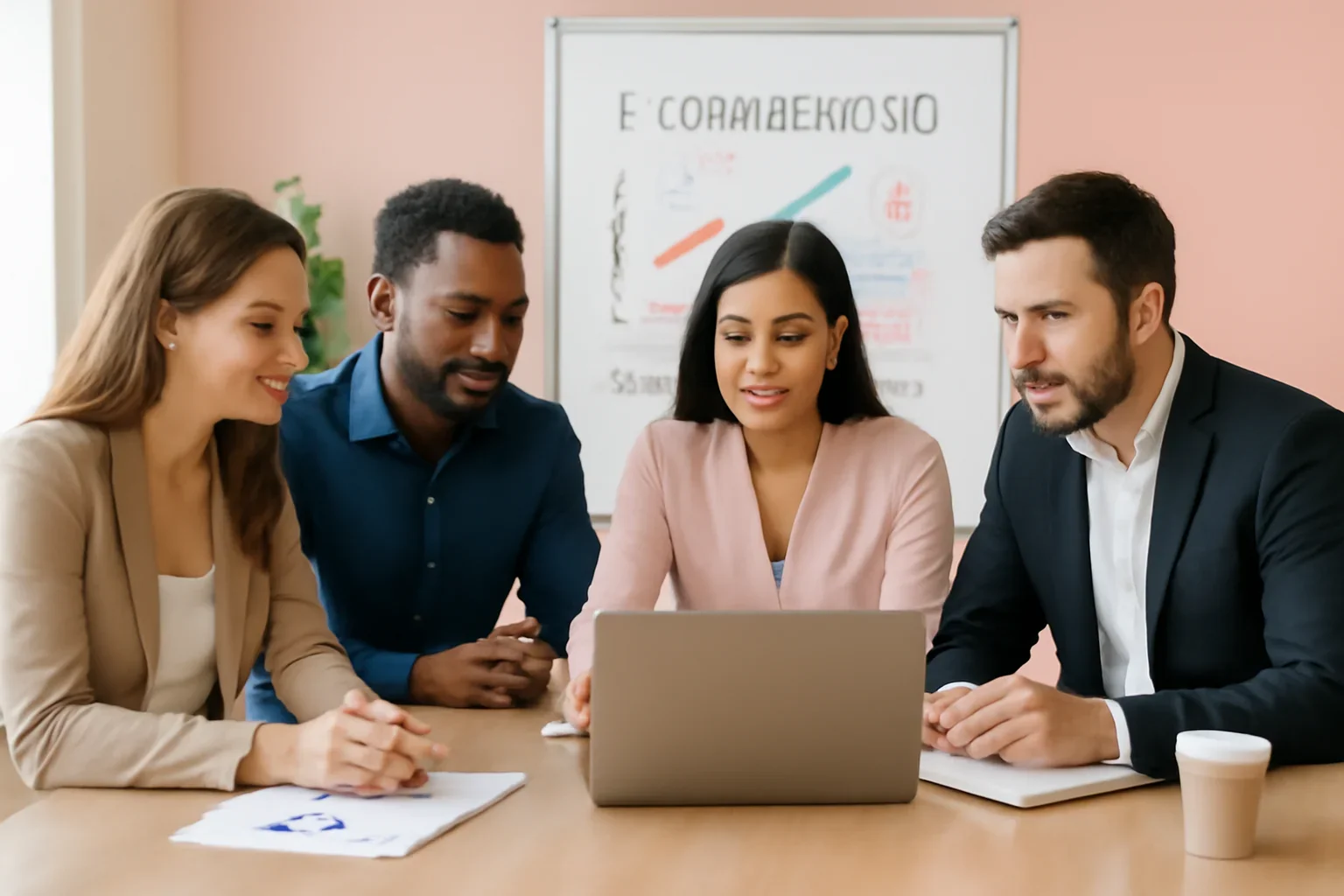 Ecommerce SEO strategy meeting with a modern digital marketing team