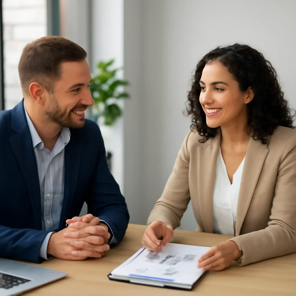 Business owner discussing Local Businesses Solutions growth goals with a consultant