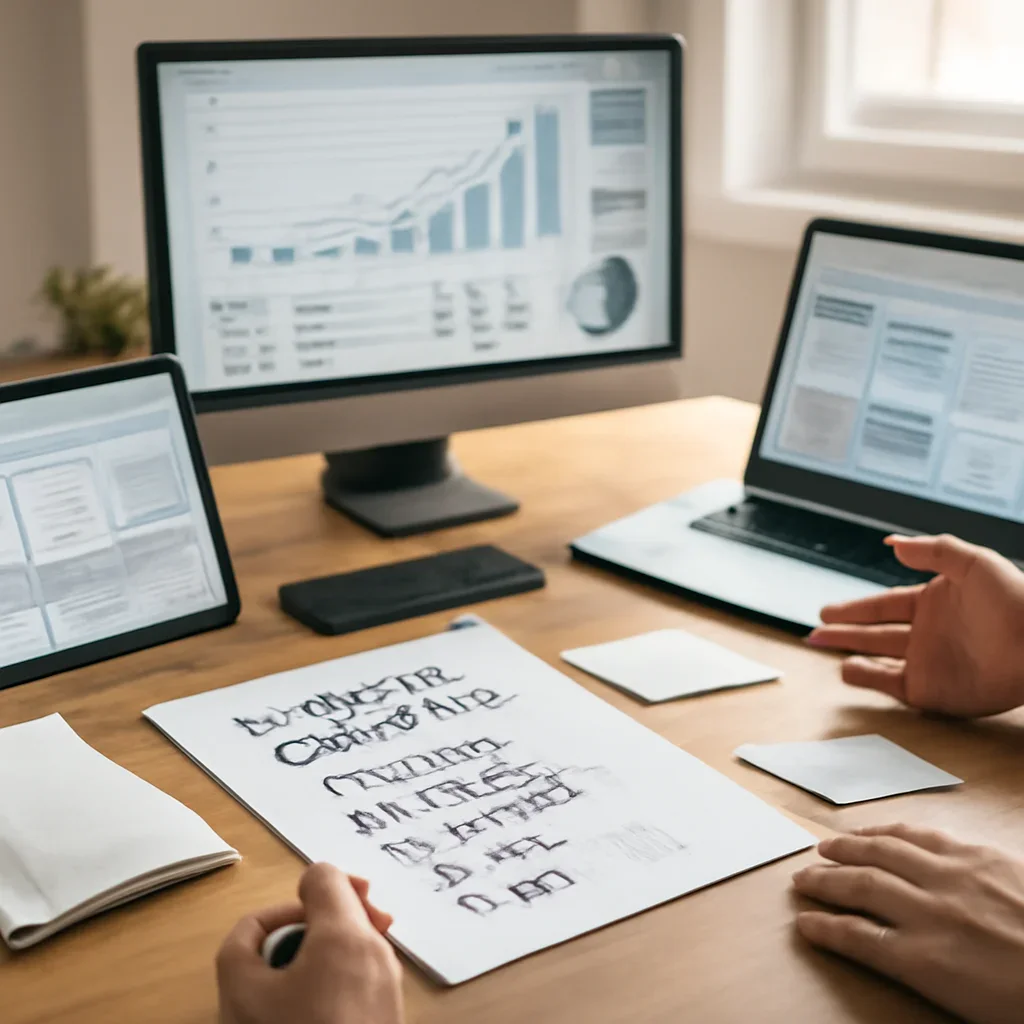 Local Businesses Digital Marketing planning materials and performance review workspace