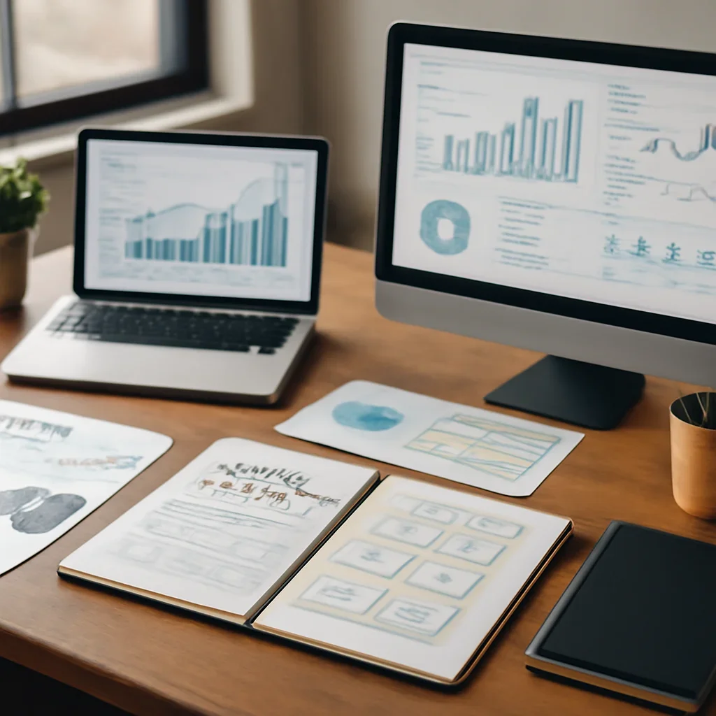Local Businesses SEO planning materials and performance review workspace